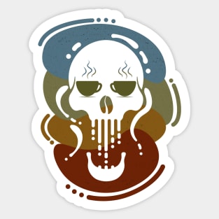 Coffee Cup Eyed Skull Retro Sticker